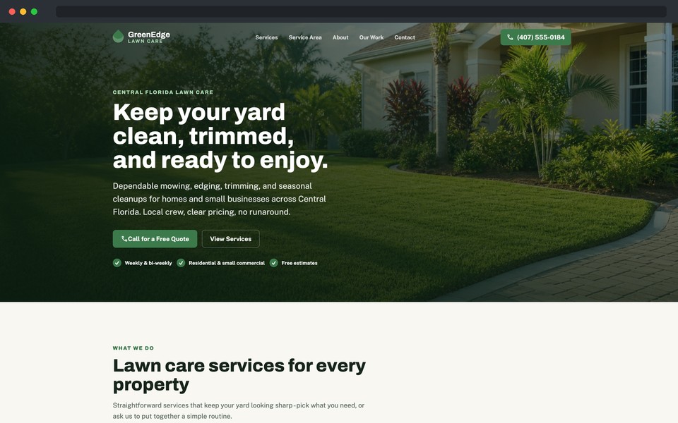 GreenEdge Lawn Care demo website preview
